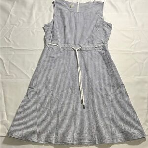 Talbots Blue and White Striped Midi Dress